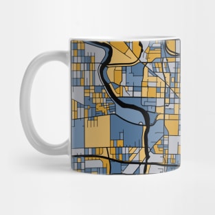 Indianapolis Map Pattern in Blue & Gold Mug